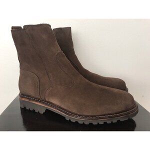 Size 9.5 Mens Allen Edmonds Discovery Brown Suede Side-Zip Moto Boots Extralight